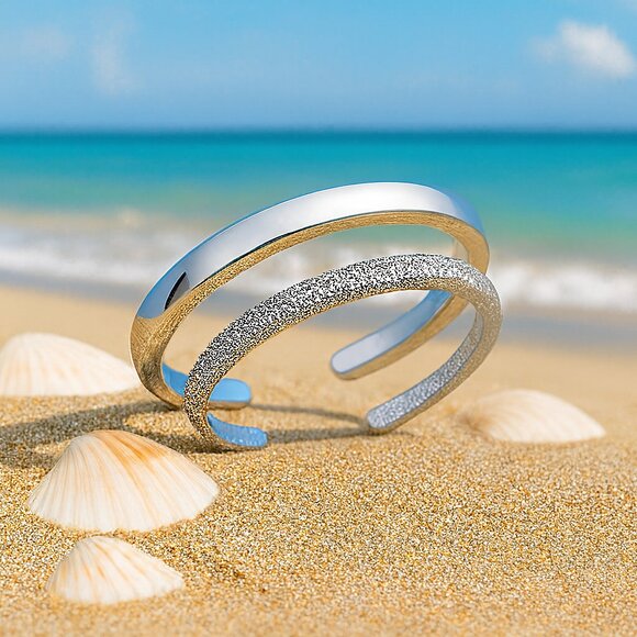 NEW Real Sterling Silver Toe Ring Set of 2 – Handmade Adjustable Toe Rings - Picture 5 of 7